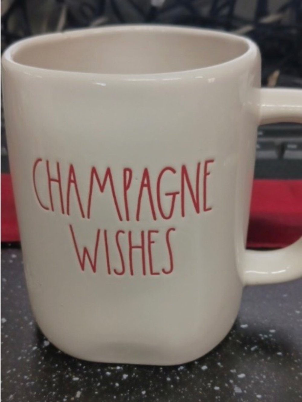New Rae Dunn Mug Artesian Collection by Magenta Cream with Red Champagne Wishes
